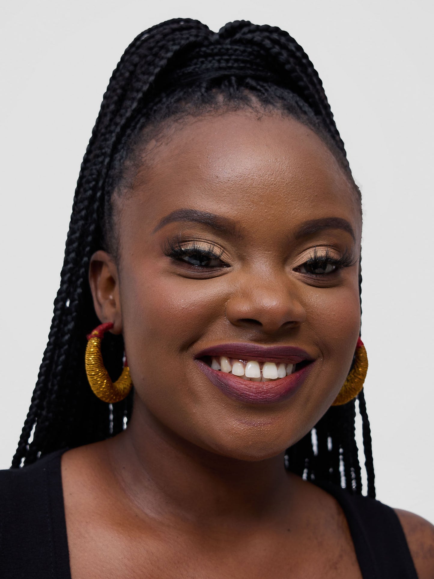 Fulani Earrings - Gold/maroon