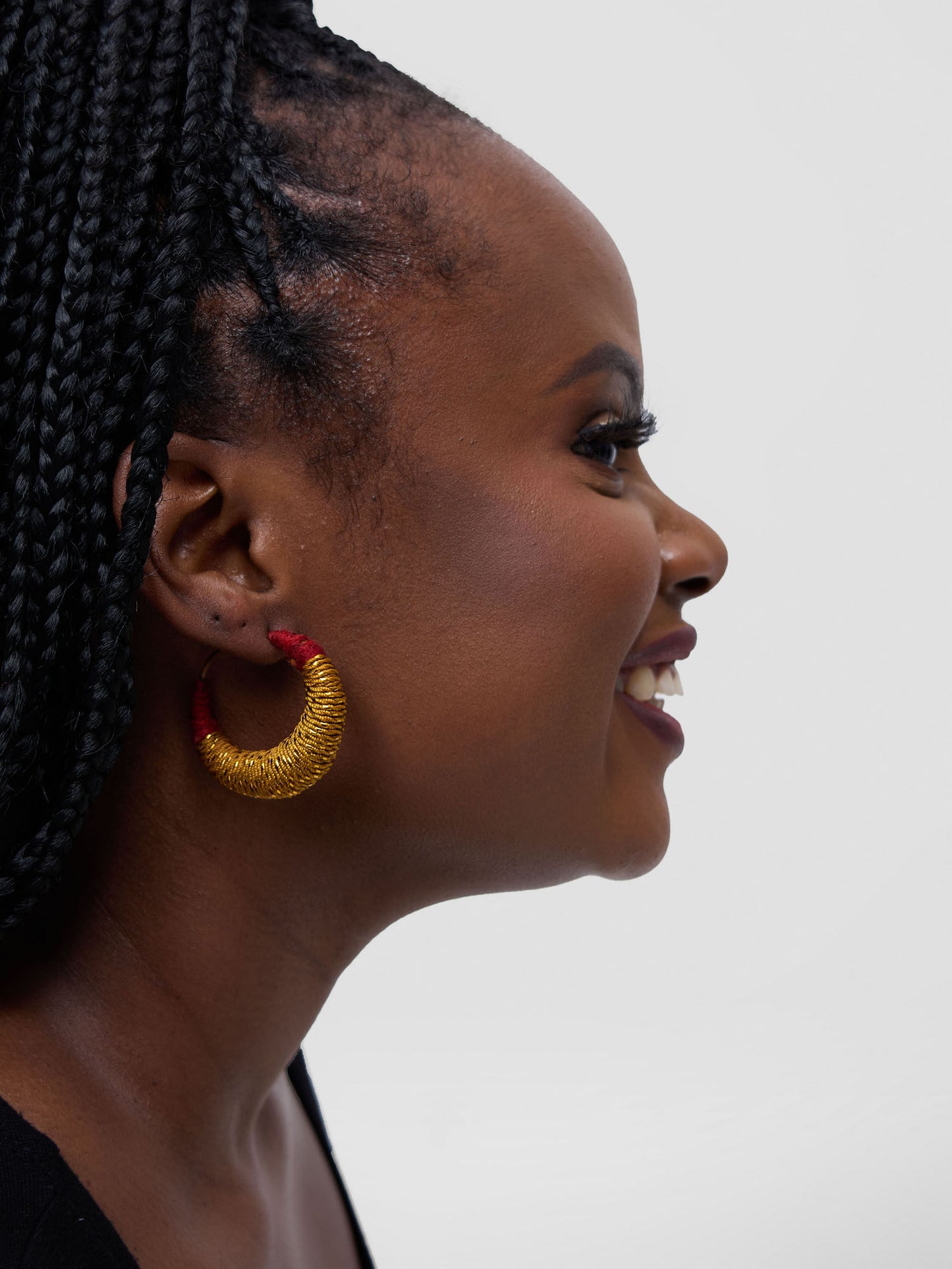 Fulani Earrings - Gold/maroon