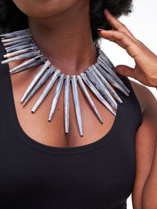 Spikes Necklace - Grey